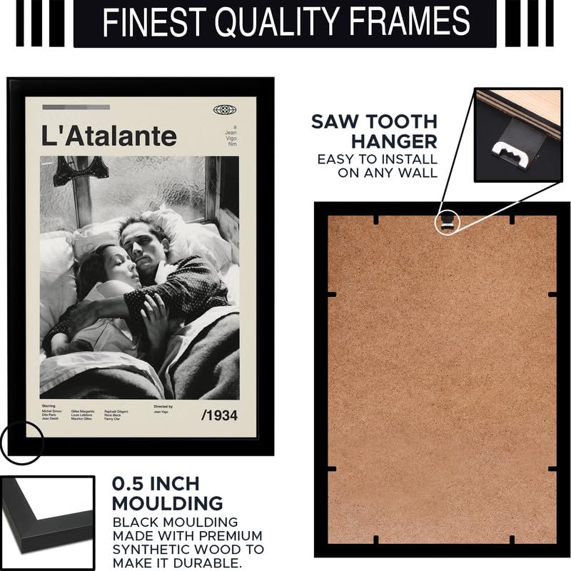 Image of BLINKART L'Atalante (1934) Movie Poster Frame 8x12 Inch | Premium 300 GSM Paper Wall Print | Mid Century Vintage Film Artwork for Home, Bedroom, Living Room, Office | Framed Photo Decor