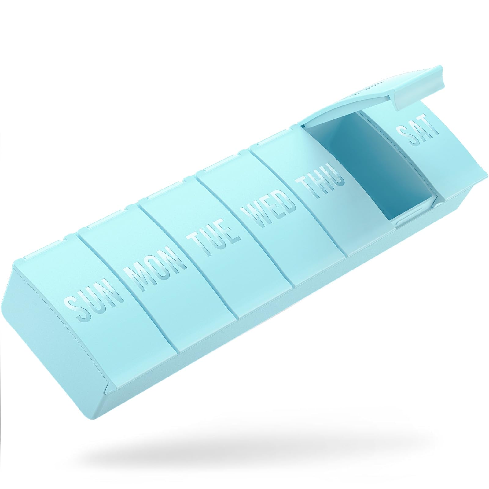 Barhon Large Weekly Pill Organizer, Big Vitamin Organizer Case for 7 Day, Travel Medicine Pill Box to Hold Various Supplements and Fish Oil, Light Blue