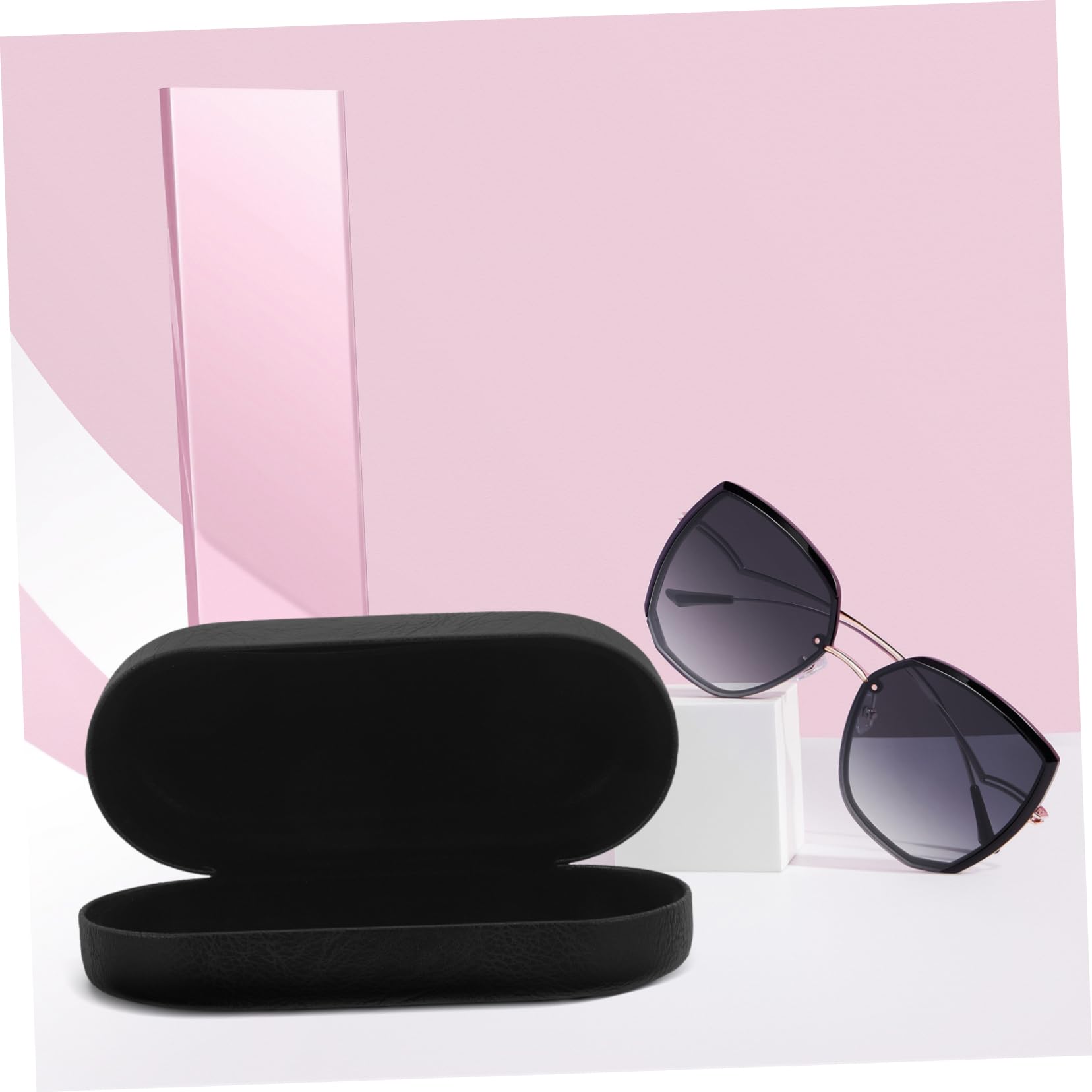 FOMIYES Estuche Rígido Para Gafas De Sol 5 Unidades Portátil Delgado De Viaje Organizador De Almacenamiento Plegable De Piel Sintética Color Negro