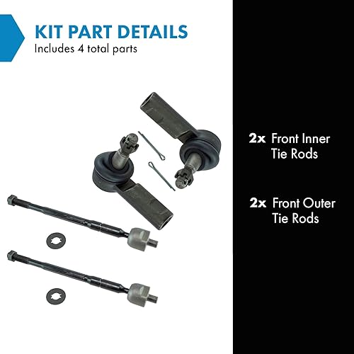 Miniatura 786 de TRQ Juego de varillas de acoplamiento delanteras interiores y exteriores, 4 piezas, compatibles con Chevrolet Cruze 2016-2019 de 16-19 voltios