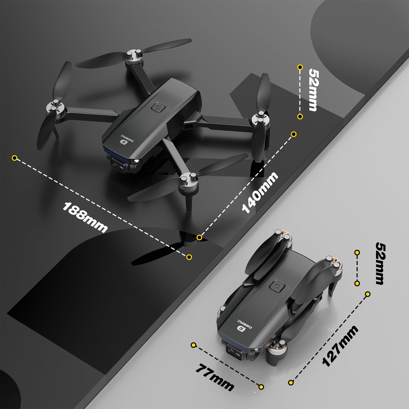 DEERC Drohne mit Kamera 1080P für Kinder, Anfänger, D20S RC Drohnen faltbar mit FPV Übertragung, 2 Akkus Lange Flugzeit, Bürstenloser Motor,Höhenhaltung,Optisch Fluss Spielzeug Geschenk für Jungend,C0