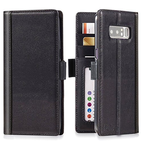 iPulse Journal for Galaxy Note 8 Genuine Leather Case Handmade Flip Wallet Case for Samsung Gallaxy Note 8 - Black