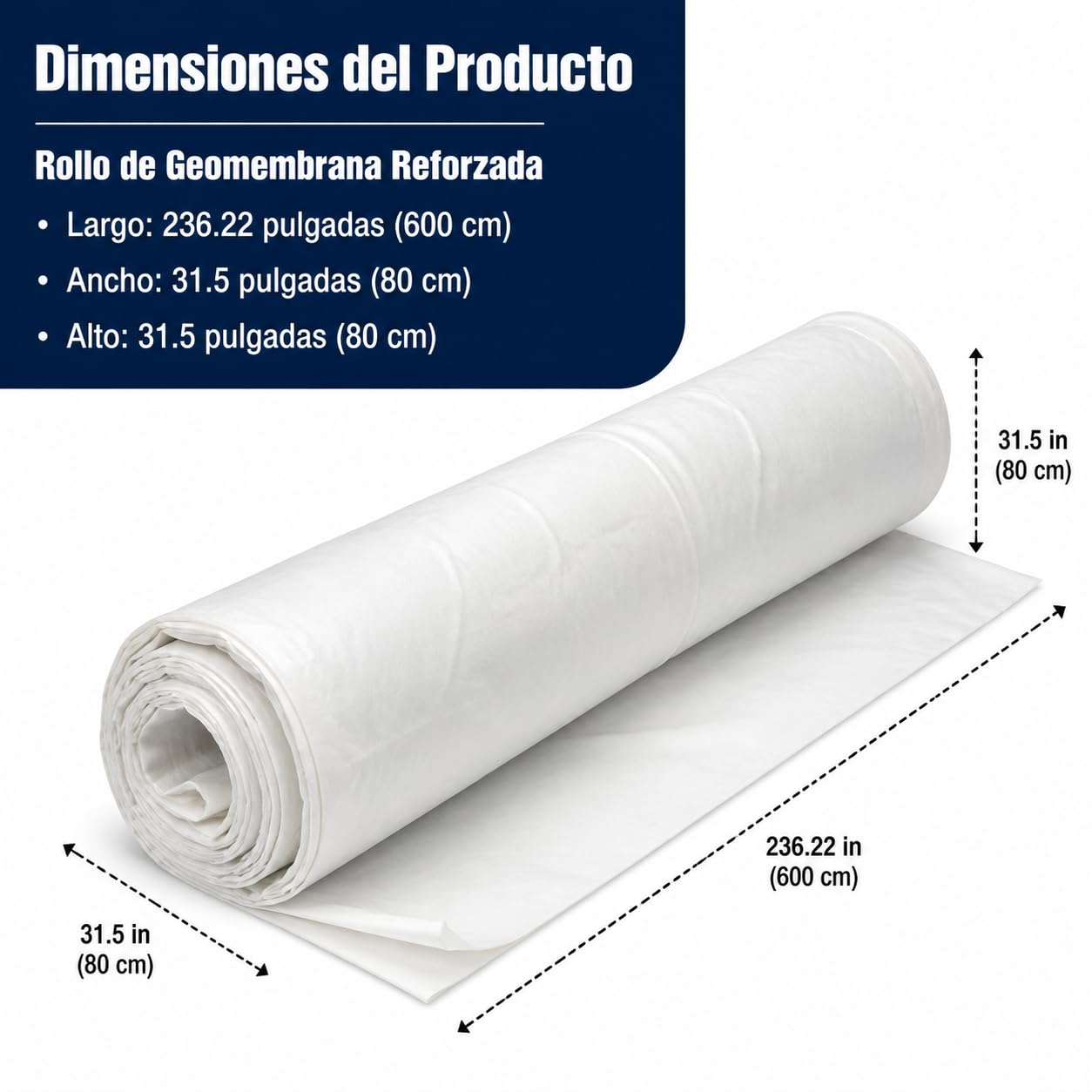 Malla geotextil de polipropileno no tejida, blanca, permeable, alta resistencia, para jardines, drenaje y obra civil, Geomembrana compuesta con sold