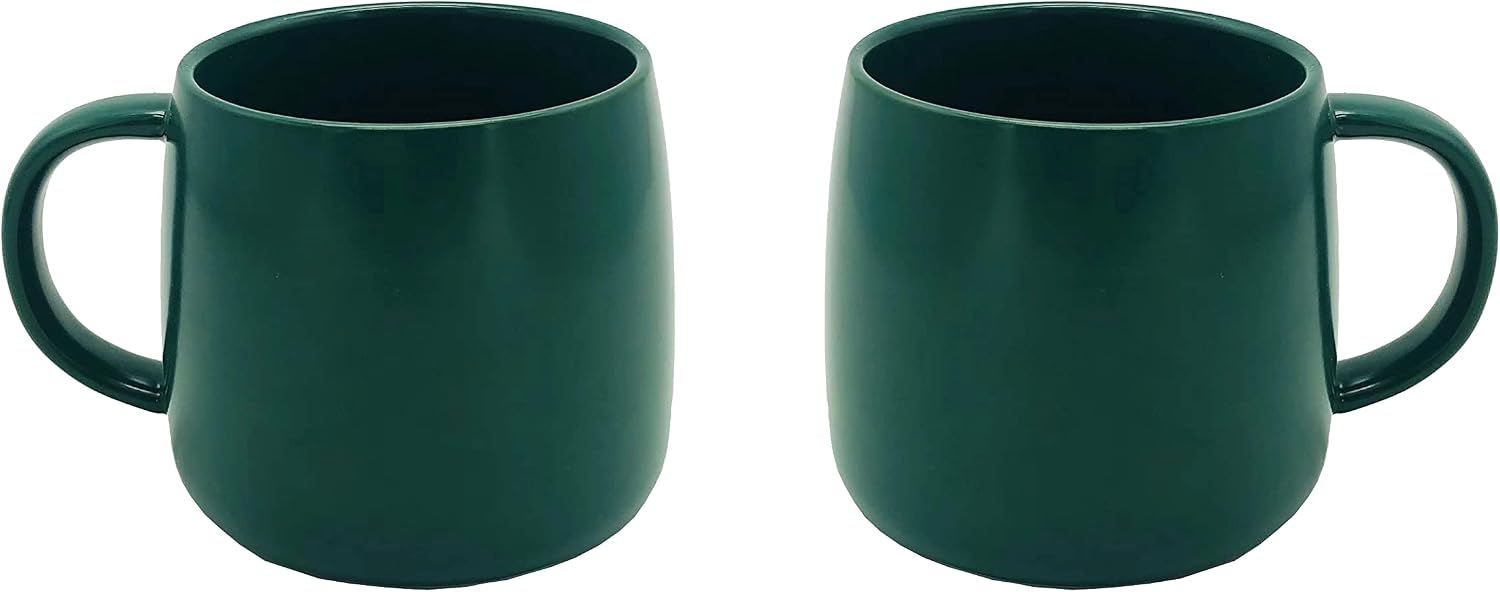 PACEKONER 2 Pack Ceramic Cups, Porcelain Mugs With Handle, Smooth Ceramic Cups For Coffee, Tea, Milk, Cocoa (Black)