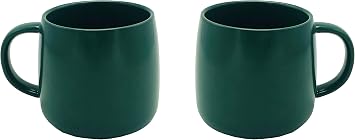 PACEKONER 2 Pack Ceramic Cups, Porcelain Mugs With Handle, Smooth Ceramic Cups For Coffee, Tea, Milk, Cocoa Green