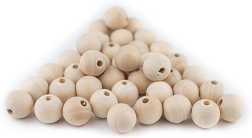 Miniatura 3 de TheBeadChest - Cuentas de madera natural sin terminar (0.709 in, juego de 35)