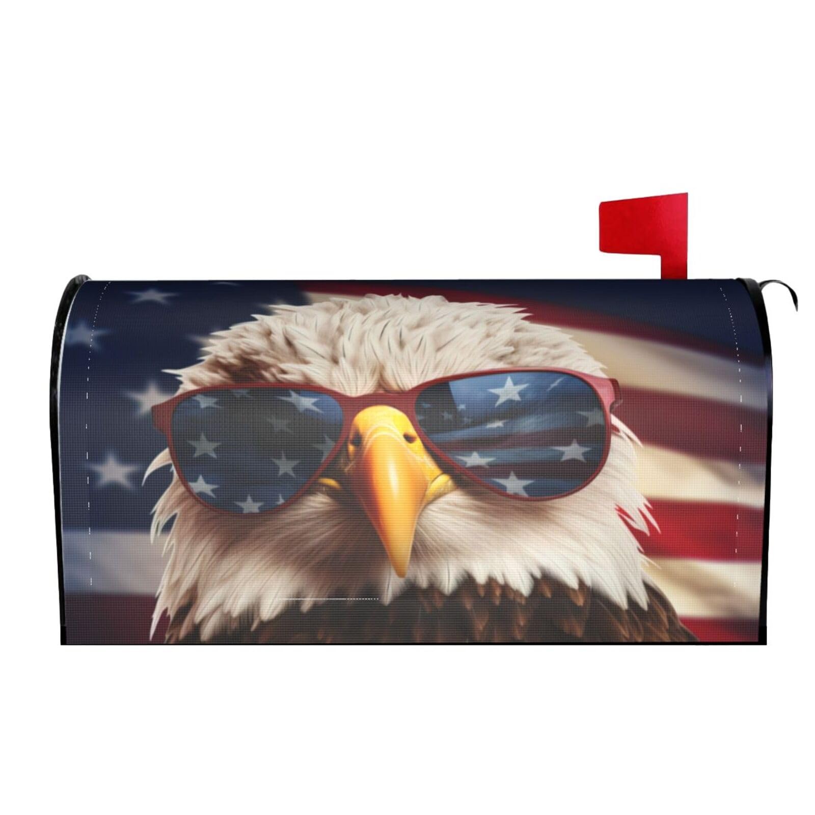 Sunglasses Bald Eagle American Flag 04 Mailbox Covers Magnetic Wraps Post Letter Box Cover Garden Home Decor