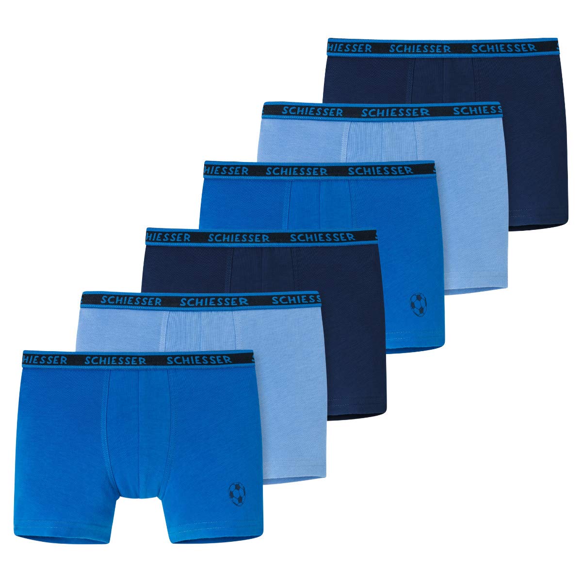 Schiesser Jungen Unterhose 3er-Pack – Blau/türkis, Mit Hai-Motiv, 95% Baumwolle, Größe 128