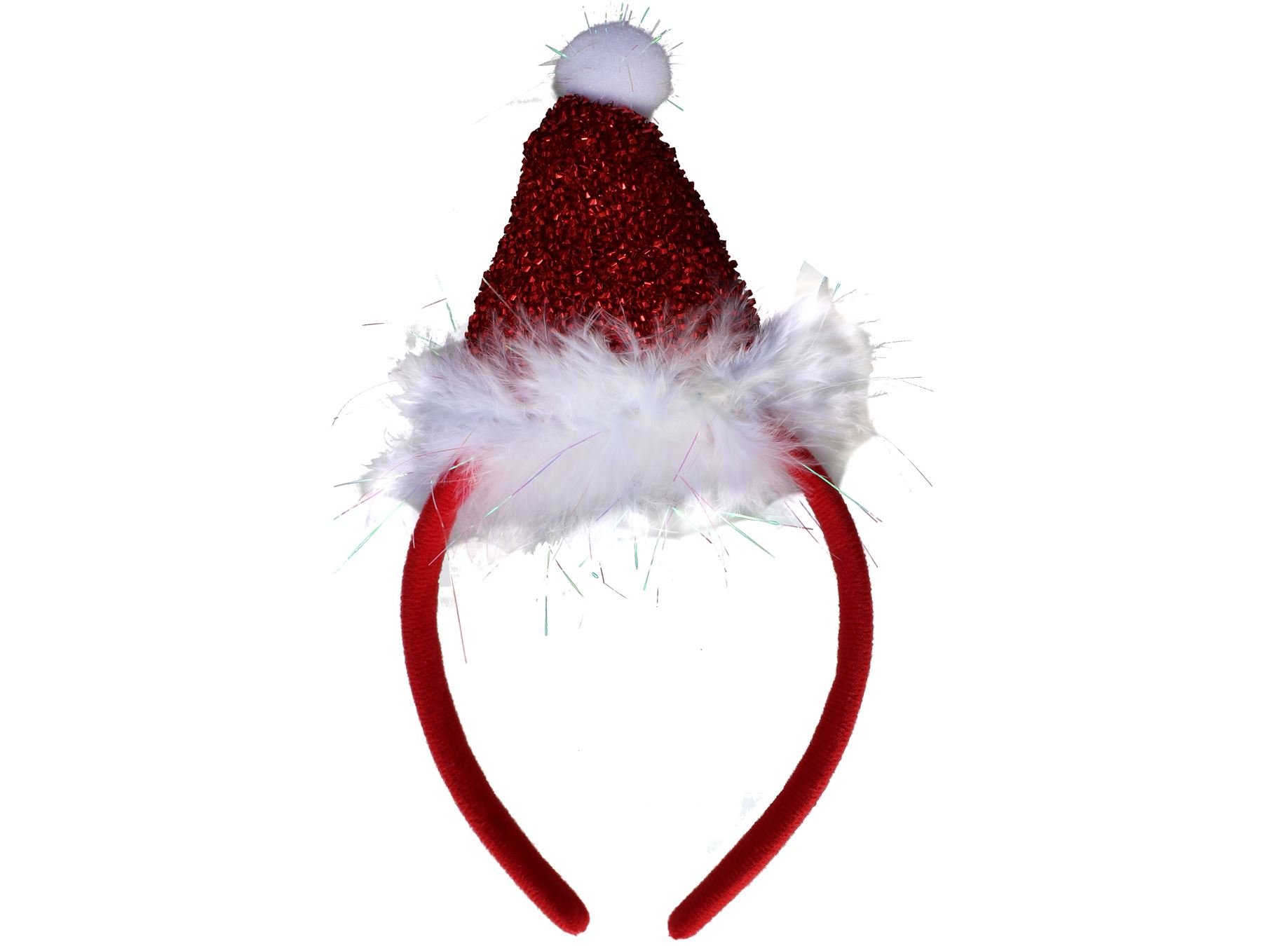 Christmas Tinsel Santa Hat Novelty Xmas Headband Alice Hair Band Fancy Dress Party Deeley Boppers