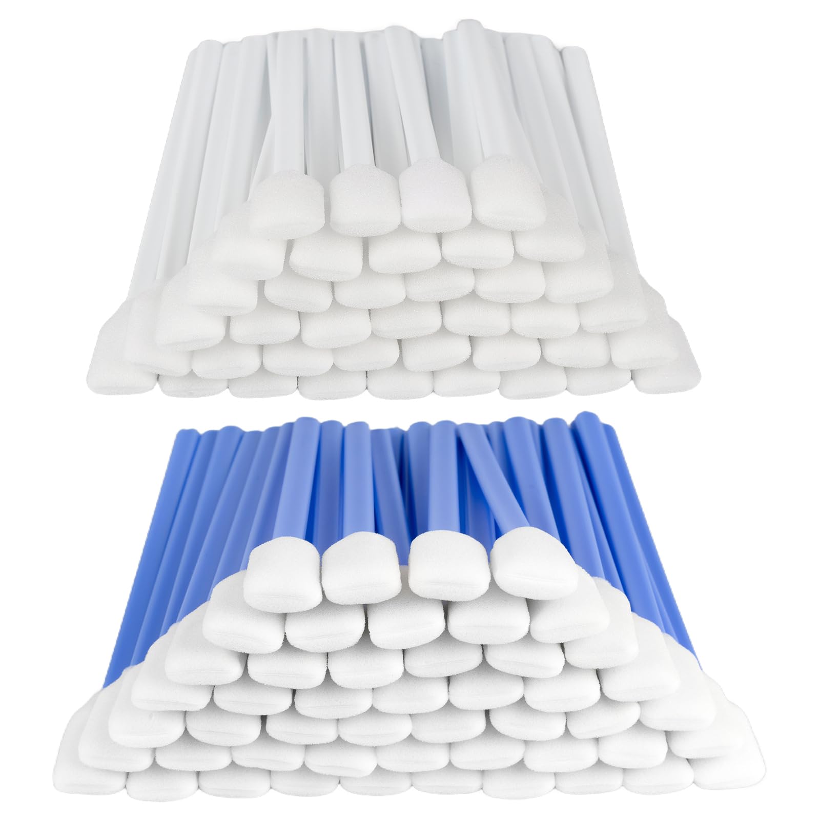 Photo 1 of (100 PCS) 5.11" Square Rectangle Foam Cleaning Swab Sticks(50 PCS White+50 PCS Blue)