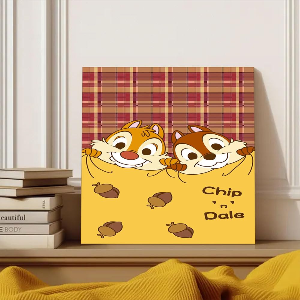 DesignSkinz Wall Art | Printed MDF Wall Painting|Home Decor for Living Room, Bedroom, Office, Study (10x10inch) - Chip N Dale With Yellow Blanket