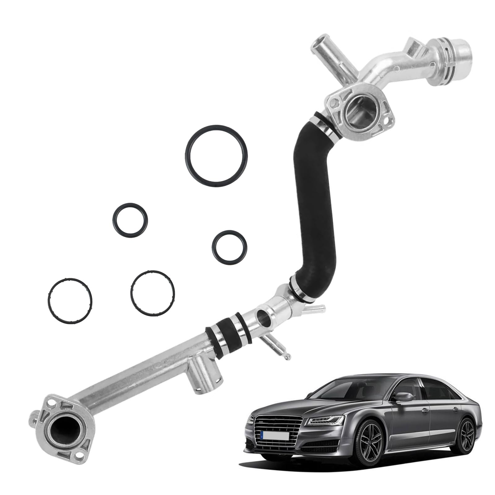 06E121045F Upgraded Aluminum Engine Water Coolant Radiator Hose Cylinder Head Coolant Pipe for Audi A8 A8L 2.8L 3.2L FSI CJBA BDX BPK 2006 2007 2008 2009 2010