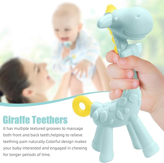 Titacare Bpa Free 2 Jouet De Dentition Pour Bebe Girafe En Silicone Avec Etui De Rangement Pour 3 Mois Au Dessus Du Nourrisson Bleu Amazon Fr Bebe Et Puericulture