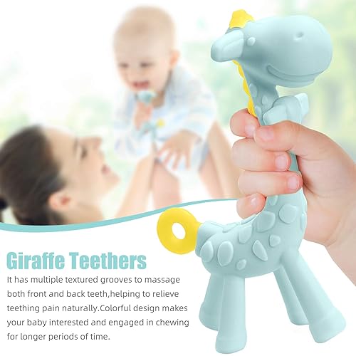 Miniatura 2 de SHARE&CARE Mordedor de silicona sin BPA con jirafa para bebé y cactus para bebés, para niños de 3 meses, alivio del dolor de encías y baby shower