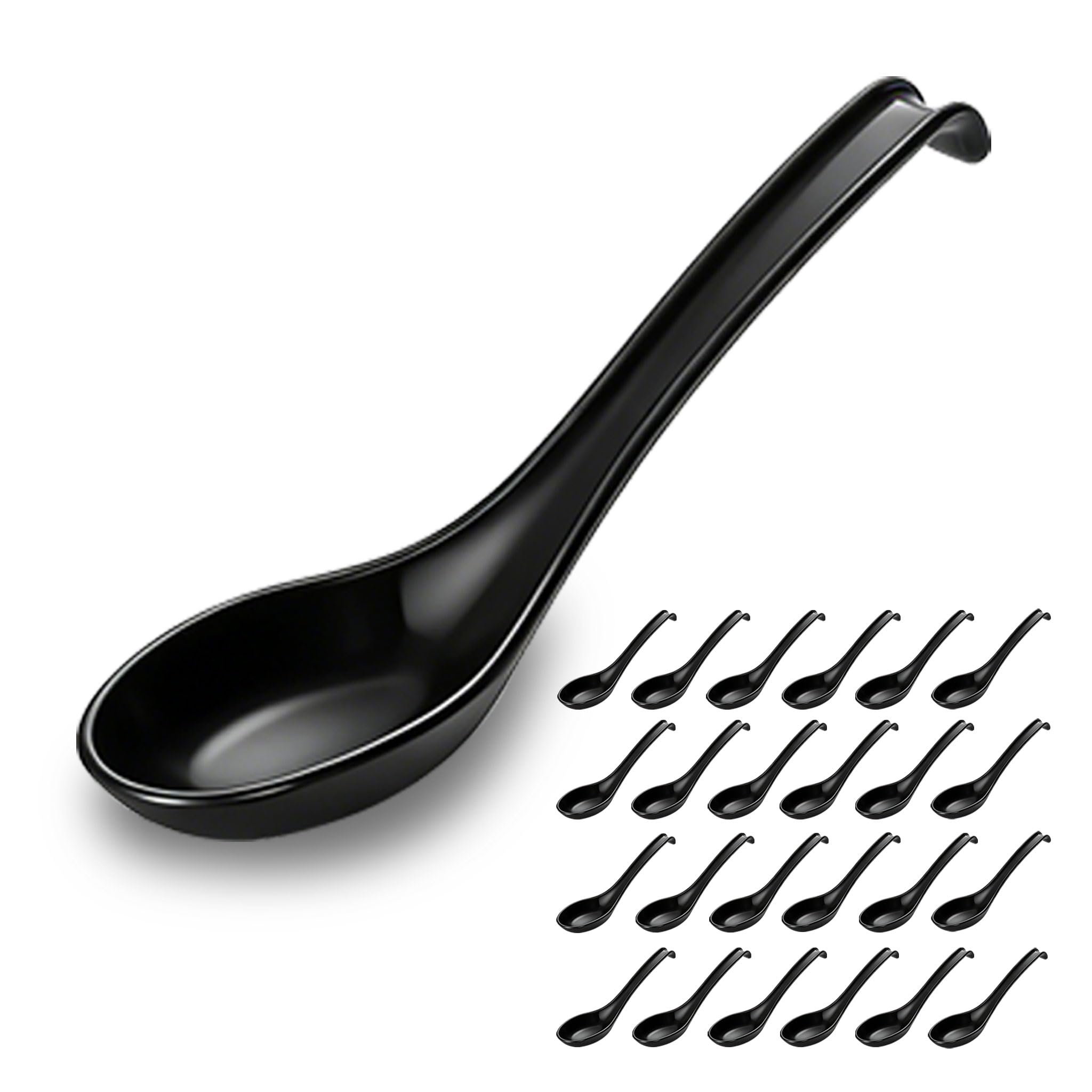 Kyraton Cucchiai da zuppa 24 pezzi, Cucchiaio da tavola in plastica riutilizzabile, Cucchiaio da cena asiatico robusto e durevole in PP alimentare, senza BPA, facile da pulire, lavabile lavastoviglie