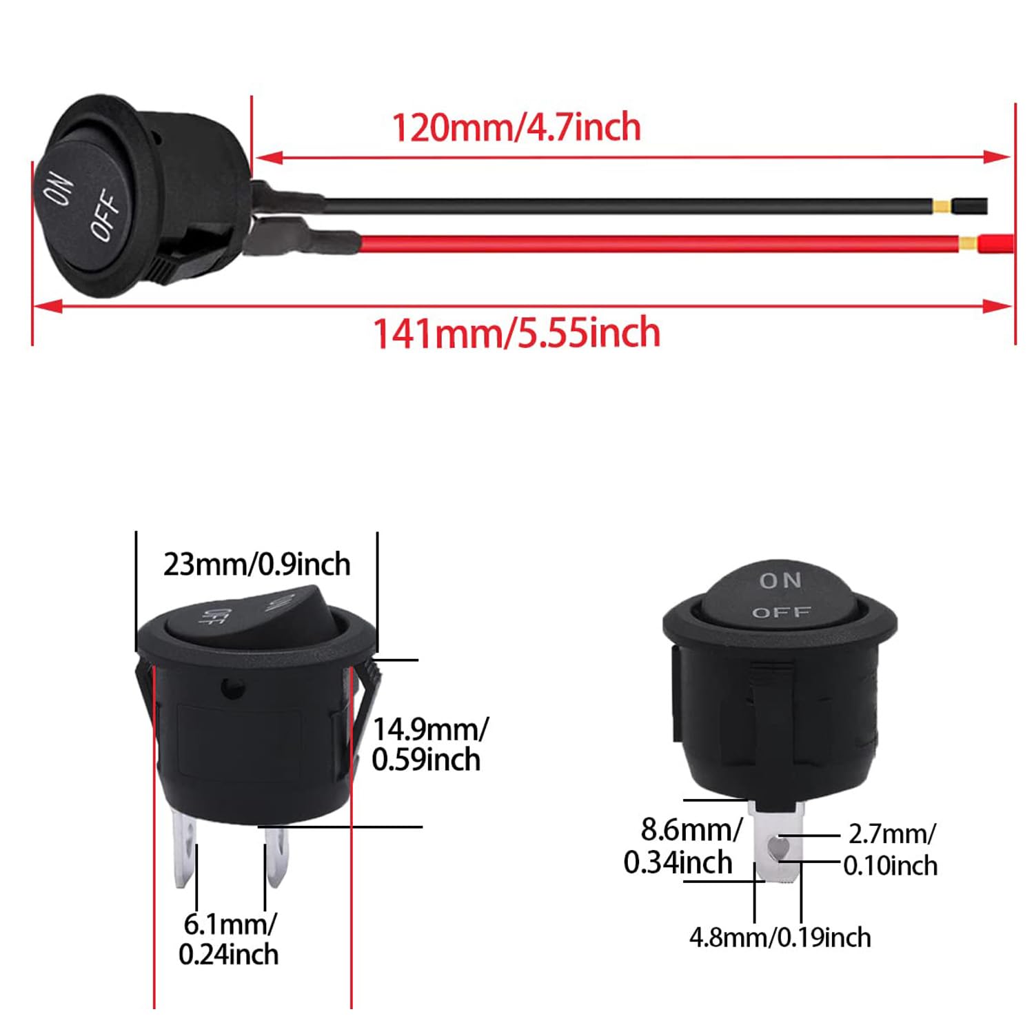 Interrupteur A Bascule 12v RUNCCI-YUN 20pcs On/Off Interrupteur Bascule,on/Off Bouton Poussoir Interrupteur,Voiture Interrupteur 12v Camping Car