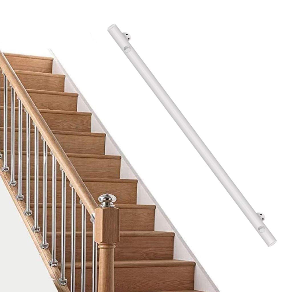 Main courante escalier bois blanche anti-chute sécurisée pour senior