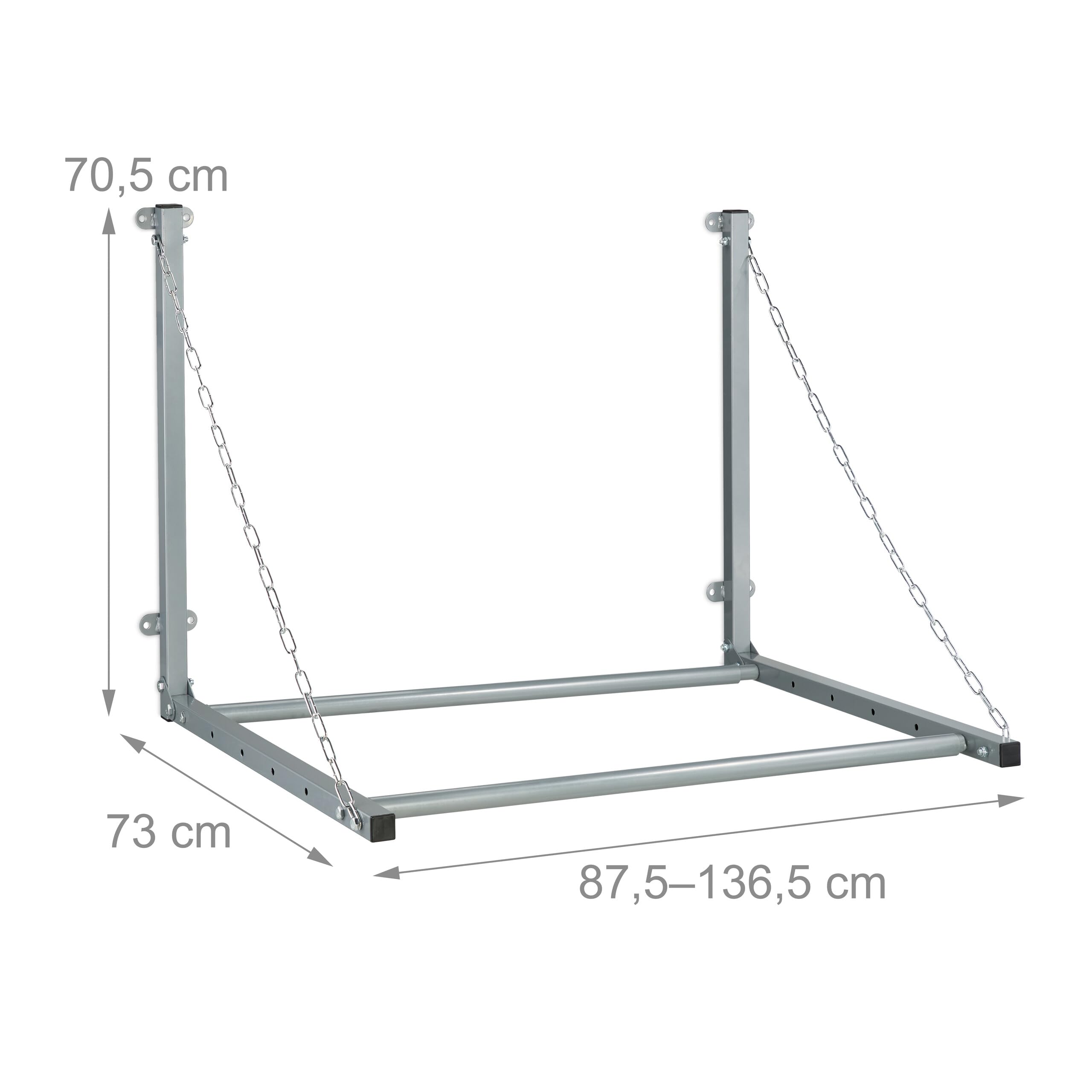 Relaxdays Scaffale Porta Gomme da Parete, per 4 Pneumatici, Supporto da Muro Pieghevole Fino a 90 kg, Acciaio, Grigio