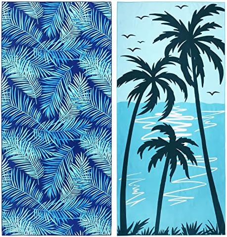 2 Pack Microfiber Beach Towel, Oversized Microfiber Pool Towel 75”x 35”, Sand-Free Beach Towel, Quick Drying Camping Towel, Super Absorbent Bath Towel Blanket, Soft Breathable and Lightweight