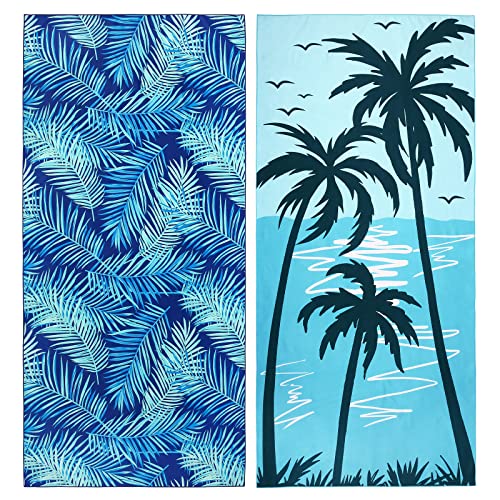 2 Pack Microfiber Beach Towel, Oversized Microfiber Pool Towel 75”X 35”, Sand-Free Beach Towel, Quick Drying Camping Towel, Super Absorbent Bath Towel Blanket, Soft Breathable And Lightweight #TOP3