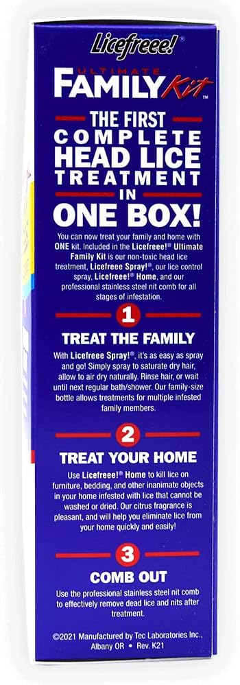 Licefreee Ultimate Family Lice Kit, Treats Entire Family & Home. Includes Licefreee Spray, Licefreee Home Furniture Spray & NitDuo Two Sided Metal Lice Comb. image 3 of 7 B09XMDK774