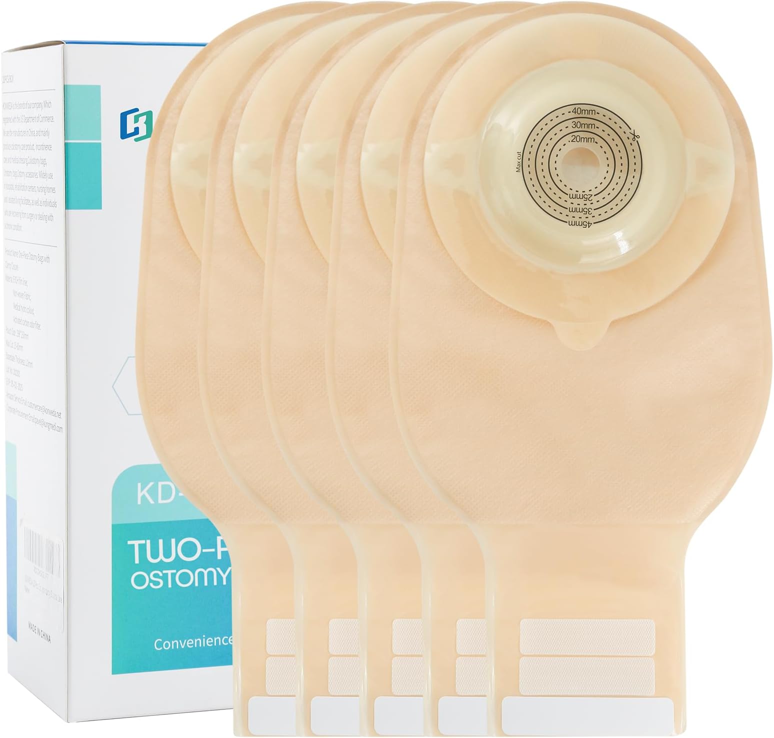 10 PCS Colostomy Bags, Convex One-Piece Ostomy Bags Drainable Pouches with Belt Buckle, Cut-to-Fit, Max 45mm