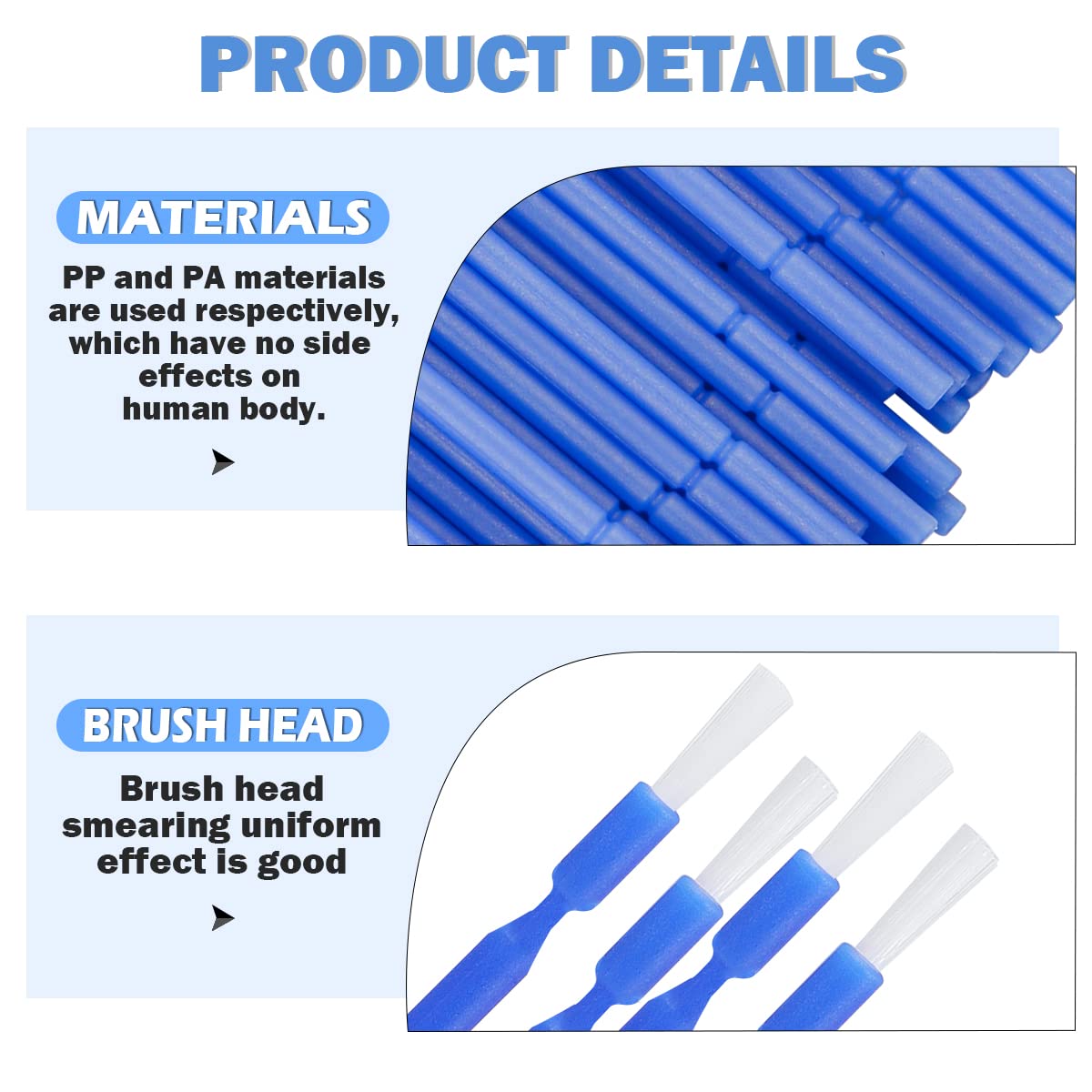 100 cepillos interdentales, microaplicadores desechables – Aplicador de microhisopos flexibles, herramienta de limpieza dental oral (azul)