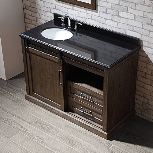 Ove Decors Santa Fe 48 Single Vanity In Rustic Walnut Finish With Black Granite Countertop, 48-Inch By 22-Inch #TOP3