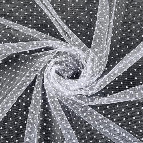 PH PandaHall Tela de tul con lunares blancos de 2,3 m, 1,6 m de ancho, tela de malla bordada para novia, boda, encaje, para ropa, vestido de novia, manualidades, costura, decoración del hogar