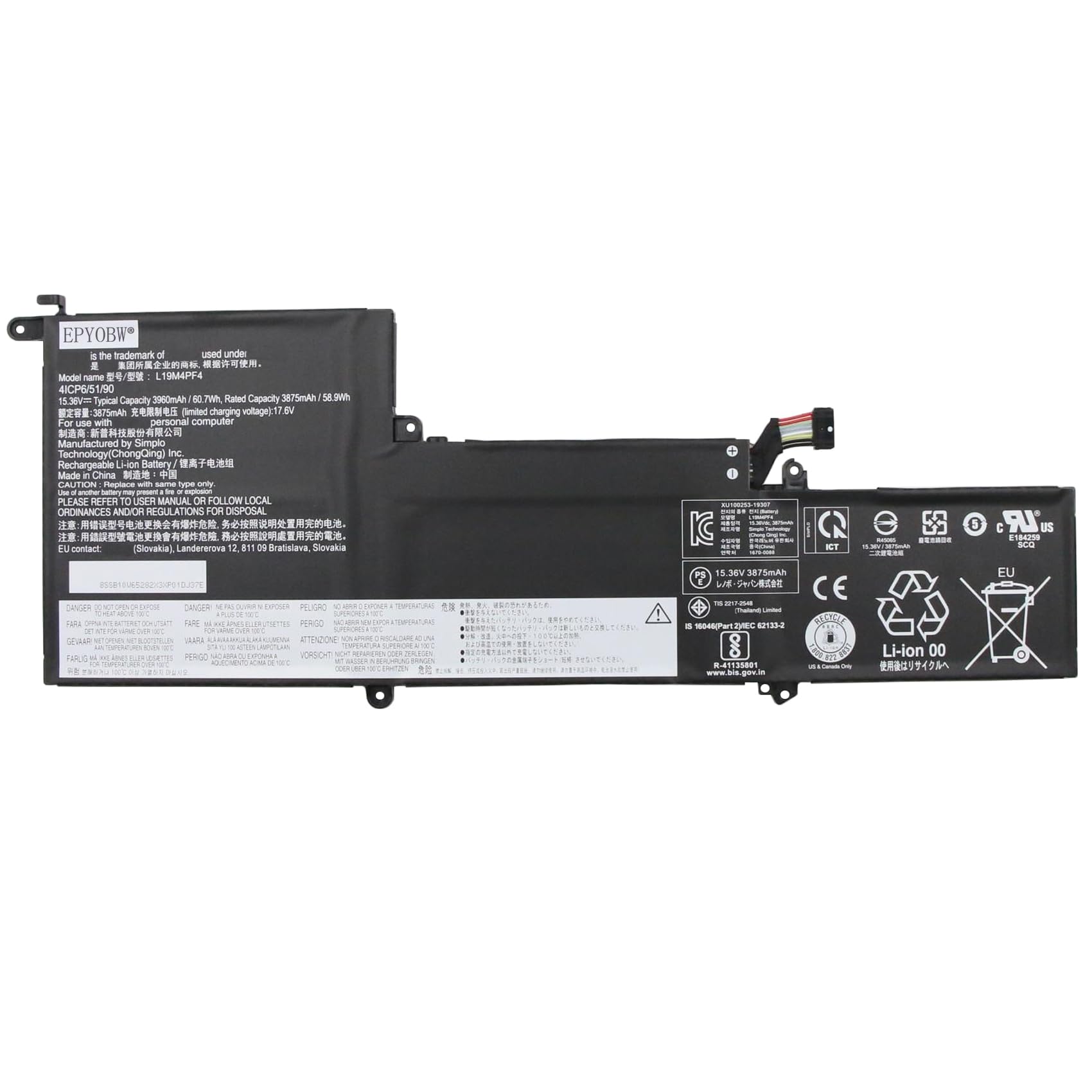 Amazon.com: EPYOBW L19M4PF4 Laptop Battery 60.7Wh 4-Cell