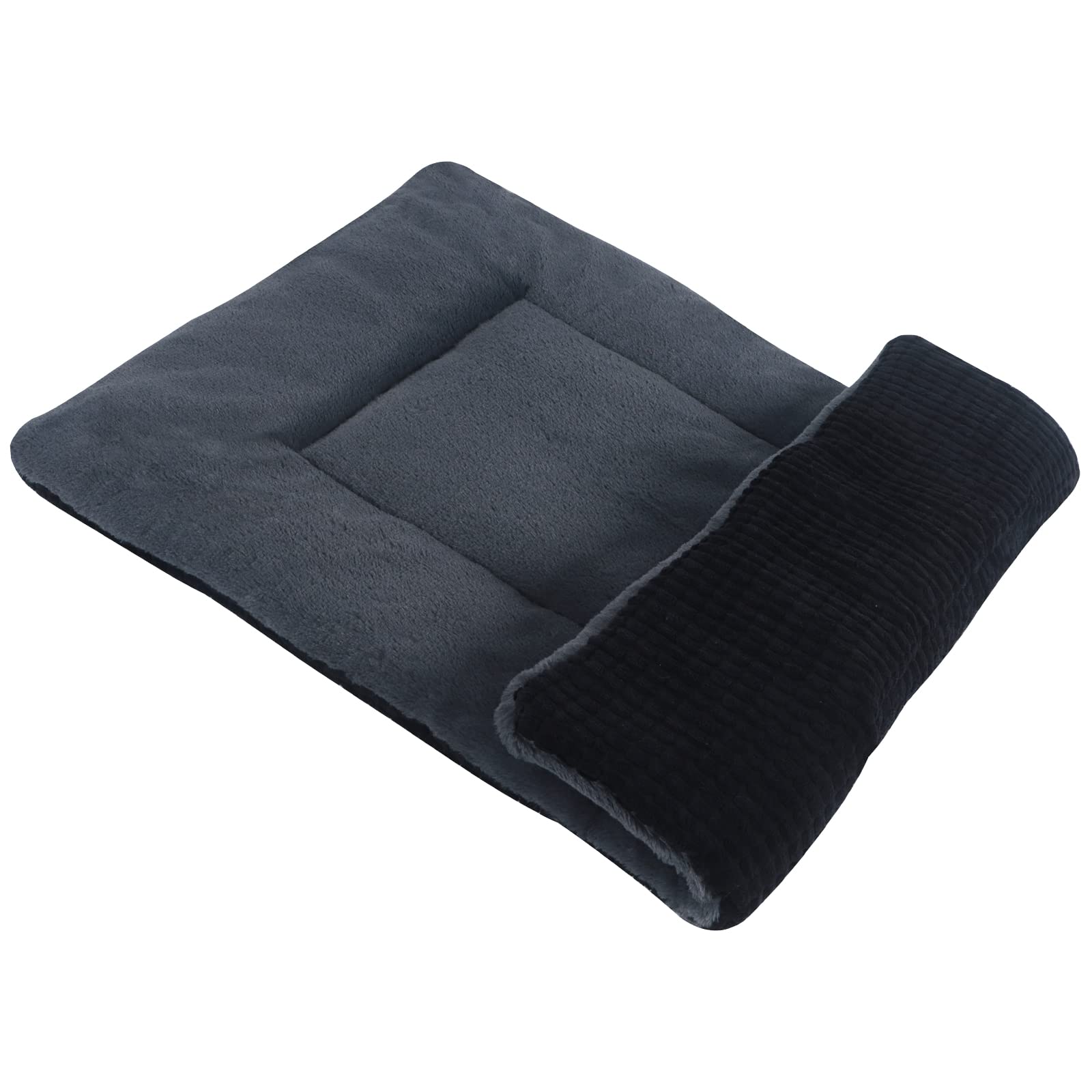 Reversible Dog Bed Mat with Plush and Corn Velvet,Soft Warm Pet Cushion, Dual Purpose Washable Sleeping Mattress Bed for Small Medium Large Dog and Cat XB004 (24"x18", Dark Grey)