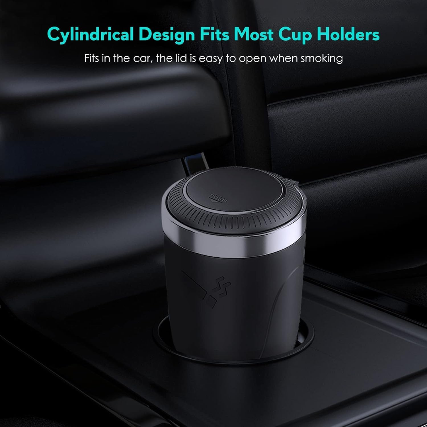 Portacenere Auto Per Fiat Tipo 500 - Con LED Luminoso, Coperchio, Facile Da Pulire - Foto 2