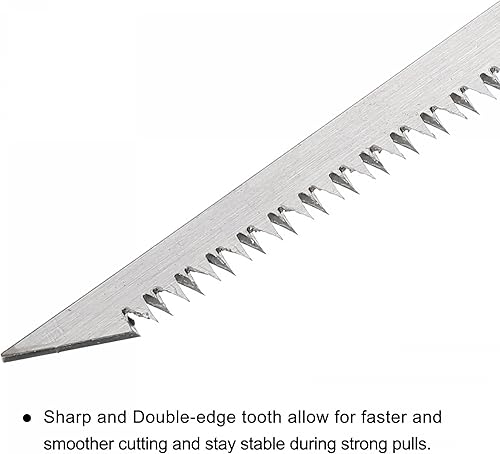 Miniatura 3 de uxcell Sierras de podar de 9 pulgadas, sierra de mano de hoja recta, mango de madera, diente de doble filo para camping, jardinería, recortar