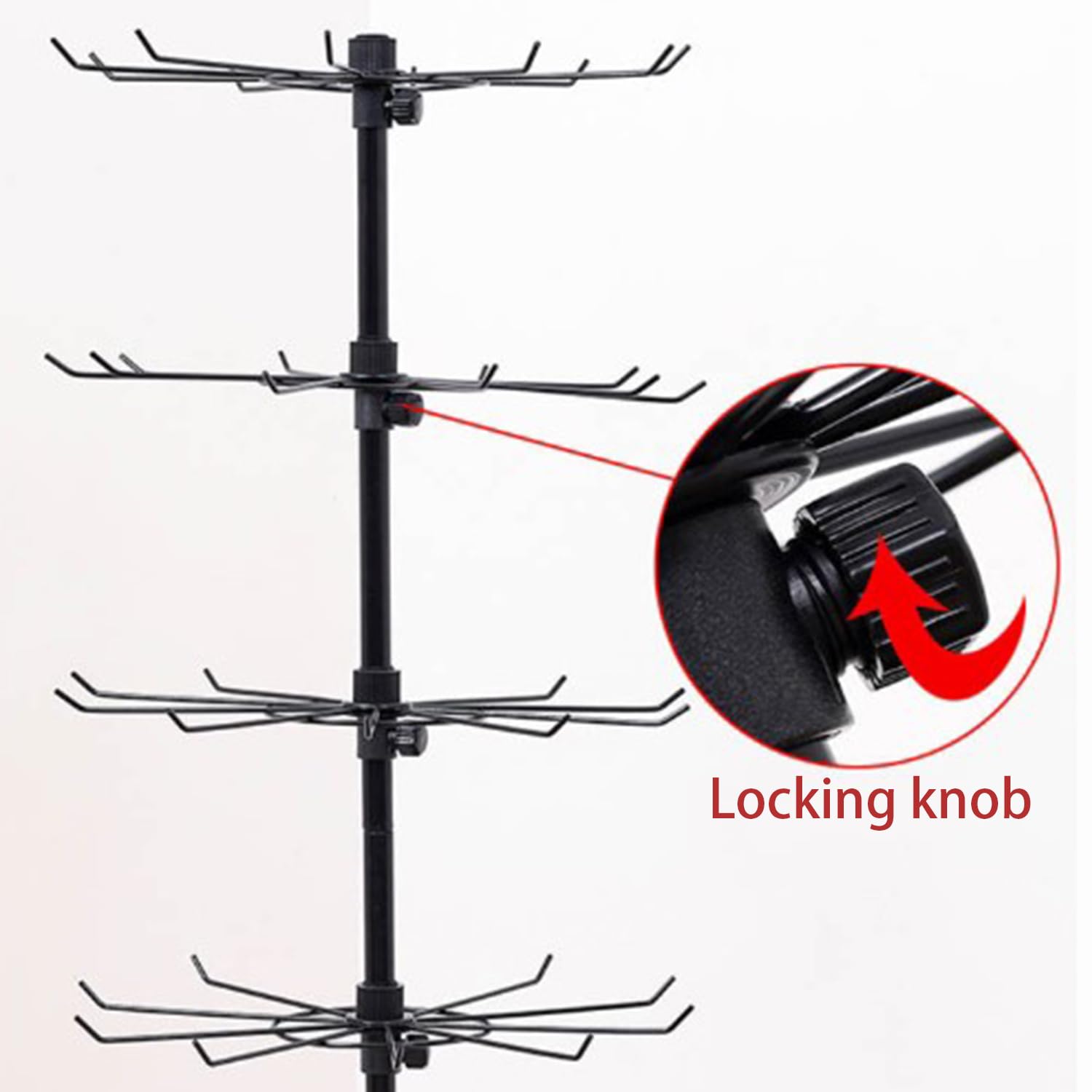 Présentoir Rotatif à 7 Niveaux,Etagère En Métal,Pour Porte-Clés,Bijoux,Événements Et Magasins,Mobile Et Réglable,Étagères Verticales Pour Les Magasins De Détail Et Les Supermarchés,Noir