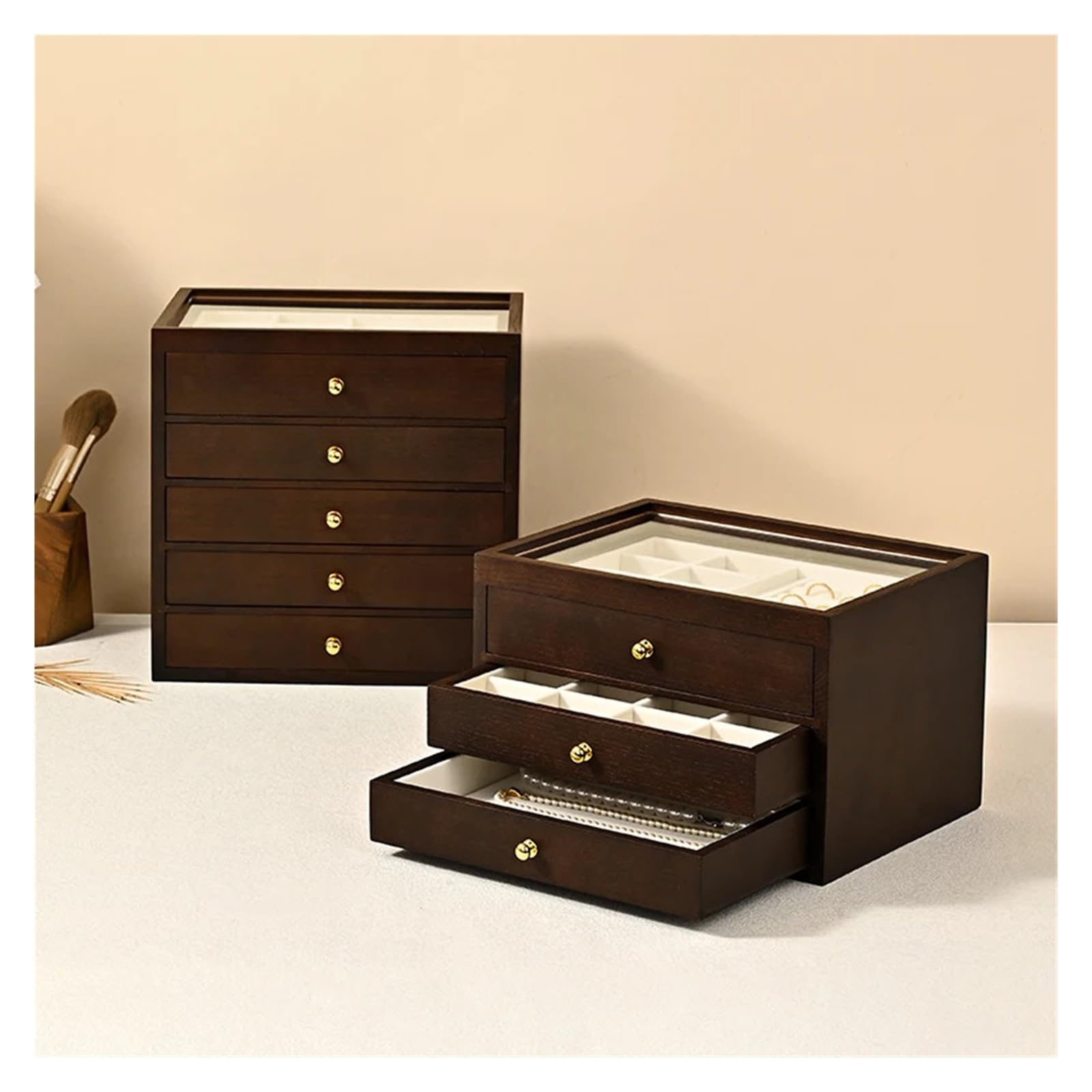 Joyeros Organizador Joyero De Madera Multicapa Caja Para Joyas | Almacenamiento para adorno de aretes