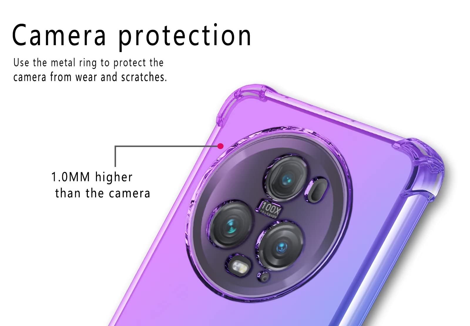 RankOne Custodia In Silicone TPU Trasparente Per HONOR Magic5 Pro 5G - Effetto Gradiente Di Colore, Oro Rosa, Antiurto