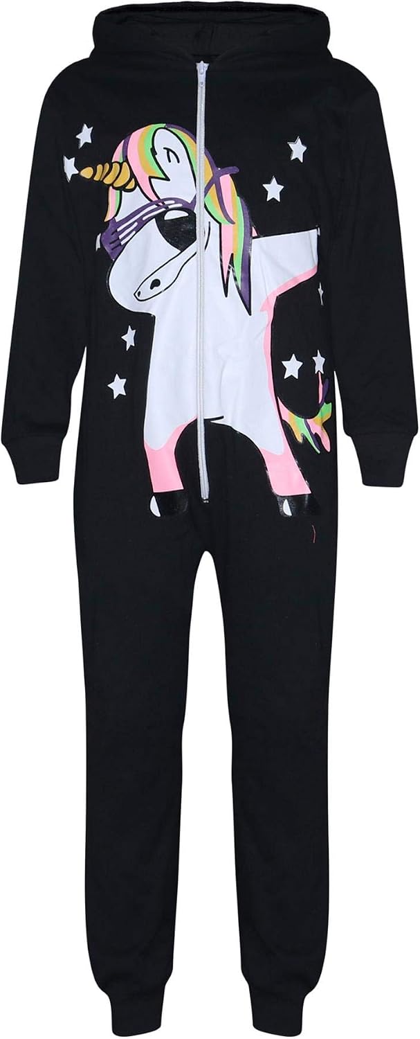 Kids Girls 100% Cotton Dabbing Unicorn A2Z Overall One Piece All In One Jumpsuits