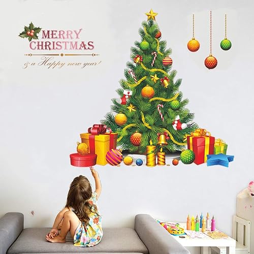 Miniatura 2 de Pegatinas grandes de árbol de Navidad de 51.2 x 47.2 pulgadas, calcomanías de decoración de Navidad, decoración de sala de estar, calcomanías de