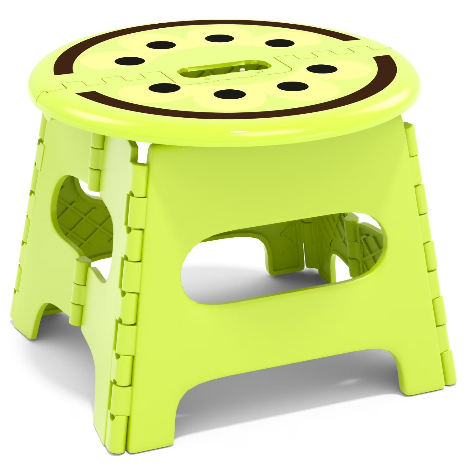 Folding Step Stool 13 Inch for Adults Holds Up to 300 lbs, Non-Slip Folding Stools with Portable Handle, Compact Plastic Foldable Step Stool for Bathroom, Bedroom, Kitchen, Garden (Kiwi Green)-image-9