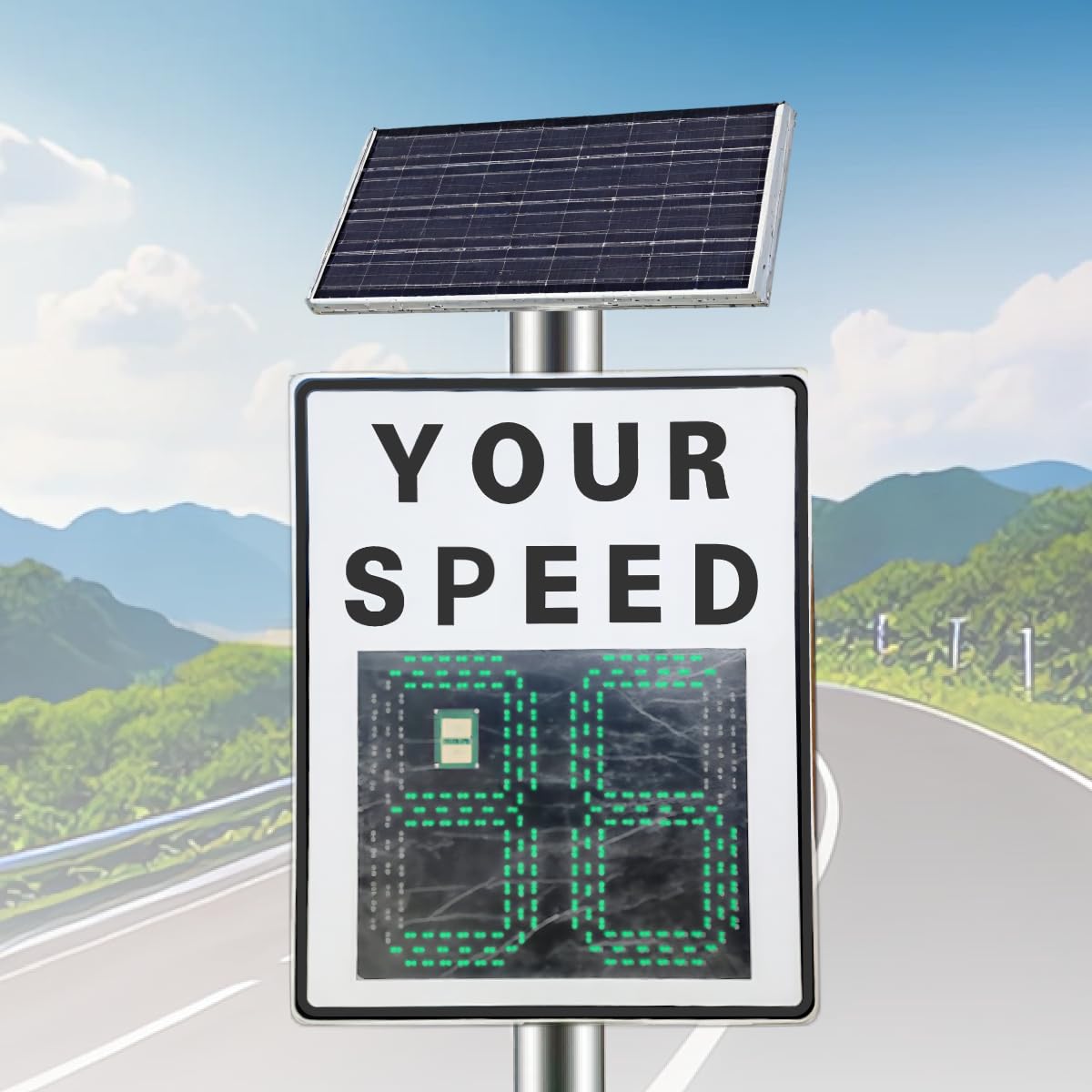 Señal De Velocidad De Radar Solar Instalación Inalámbrica Visualización Automática De Velocidad Polvo Adecuado para Escuelas/Comunidades/Estacionamientos