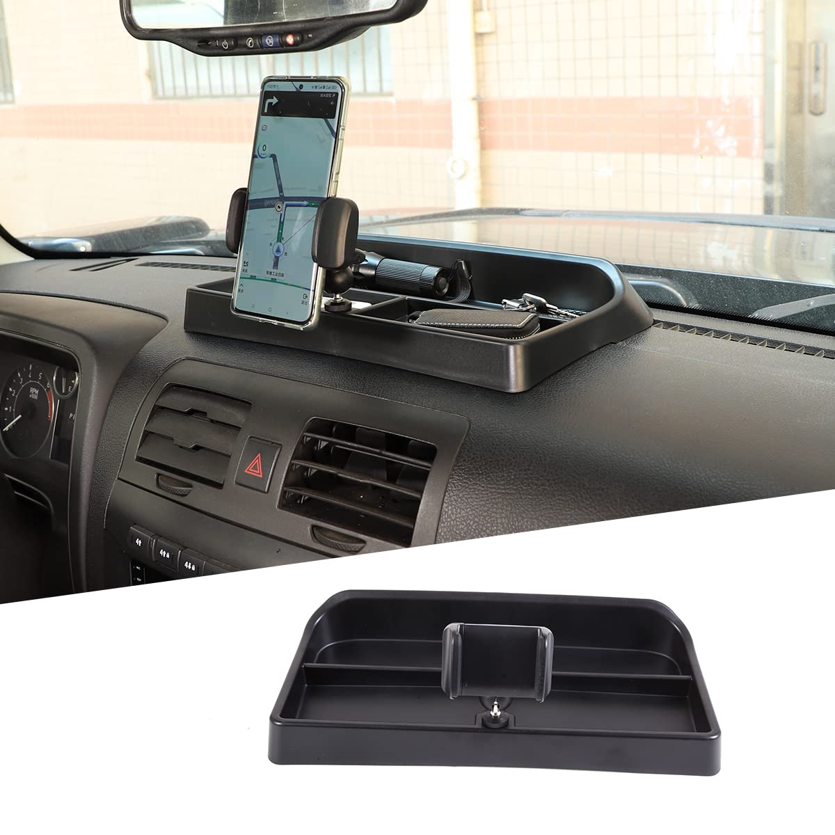 Compatible with Hummer H3 2005-2009 Dash Multi-Mount Phone Holder Storage Tray, Dashboard Storage Box Container Coin Key Card Sunglass (Clamping Arms Holder - Style A)