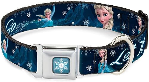 Buckle-Down Collar de perro con hebilla de cinturĂłn de seguridad, Poses de Elsa the Snow Queen Copos de nieve LET IT GO BluesBlanco - 1.5 pulgadas Buckle-Down Collar de perro con hebilla de cinturĂłn de seguridad, Poses de Elsa the Snow Queen Copos de nieve LET IT GO BluesBlanco - 1.5 pulgadas
