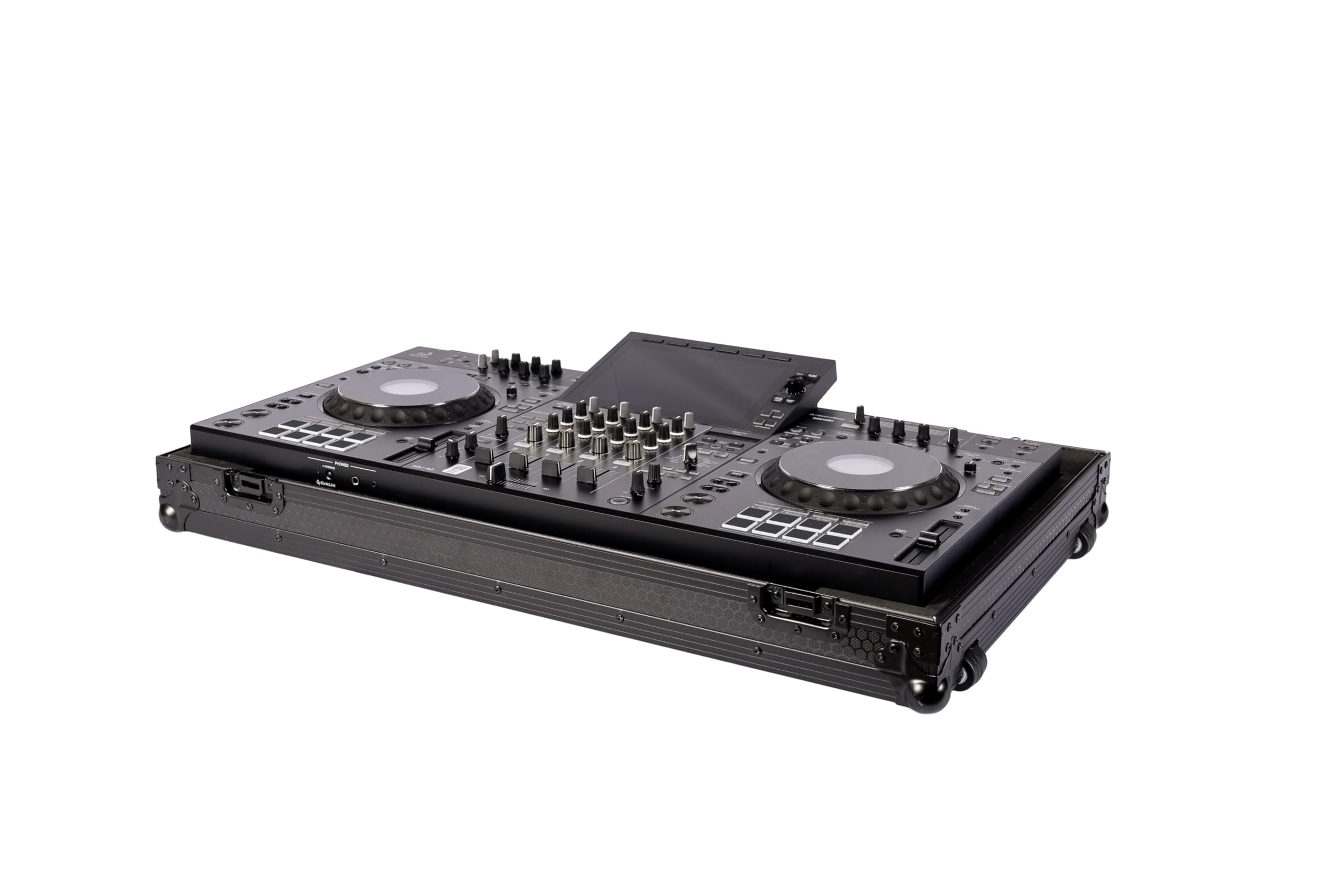 Headliner Pitch Black Low Profile Flight Case with Wheels Compatible with AlphaTheta XDJ-AZ All-in-One DJ System; Custom Fit All-Black DJ Controller Case, Rugged Design - Ideal for DJs On the Road