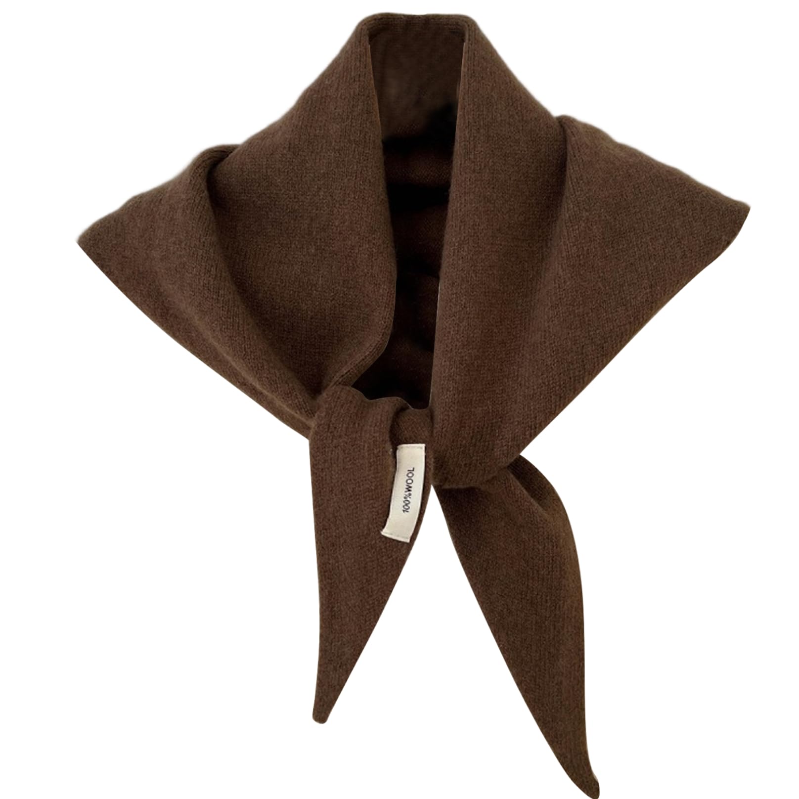 Licsaliwe Unisex Coffee Cashmere Triangle Scarf, Knit Wool Blend Triangle Scarf For Women, Lightweight Streetwear Shawl & Bandana,
