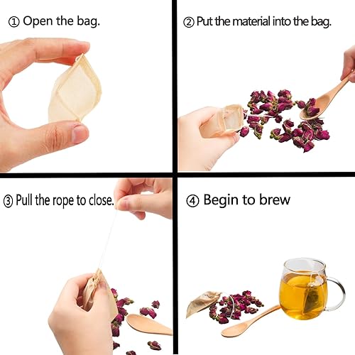 Miniatura 7 de Eketirry 200 bolsas de filtro de té para té suelto, bolsas de té vacías, material de papel de pulpa de madera natural, bolsas de filtro de té