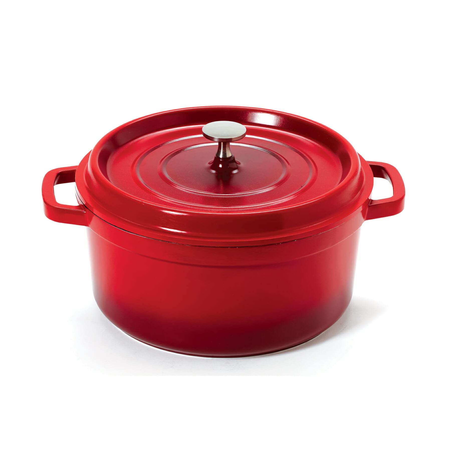 G.E.T. Enterprises Red 4.5 Quart Round Dutch Oven, Cast Aluminum with Lid and Handles Heiss CA-012-R/BK