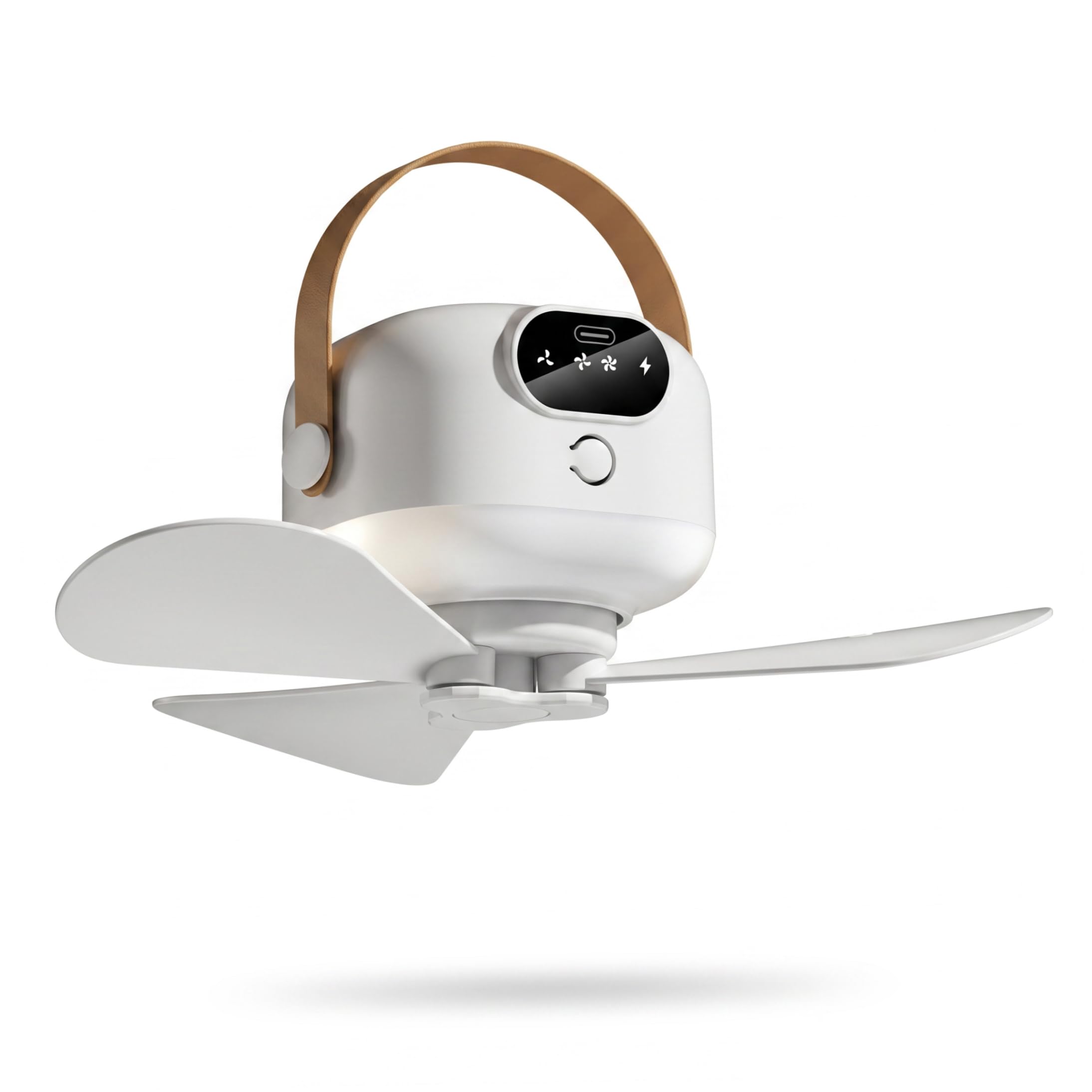 Nukinp Battery Operated Ceiling Fan, Portable Rechargeable Canopy Fan 3 Speed with Remote & Night Light Hanging for Tent, Camping, Rv, Patio, Beach, White