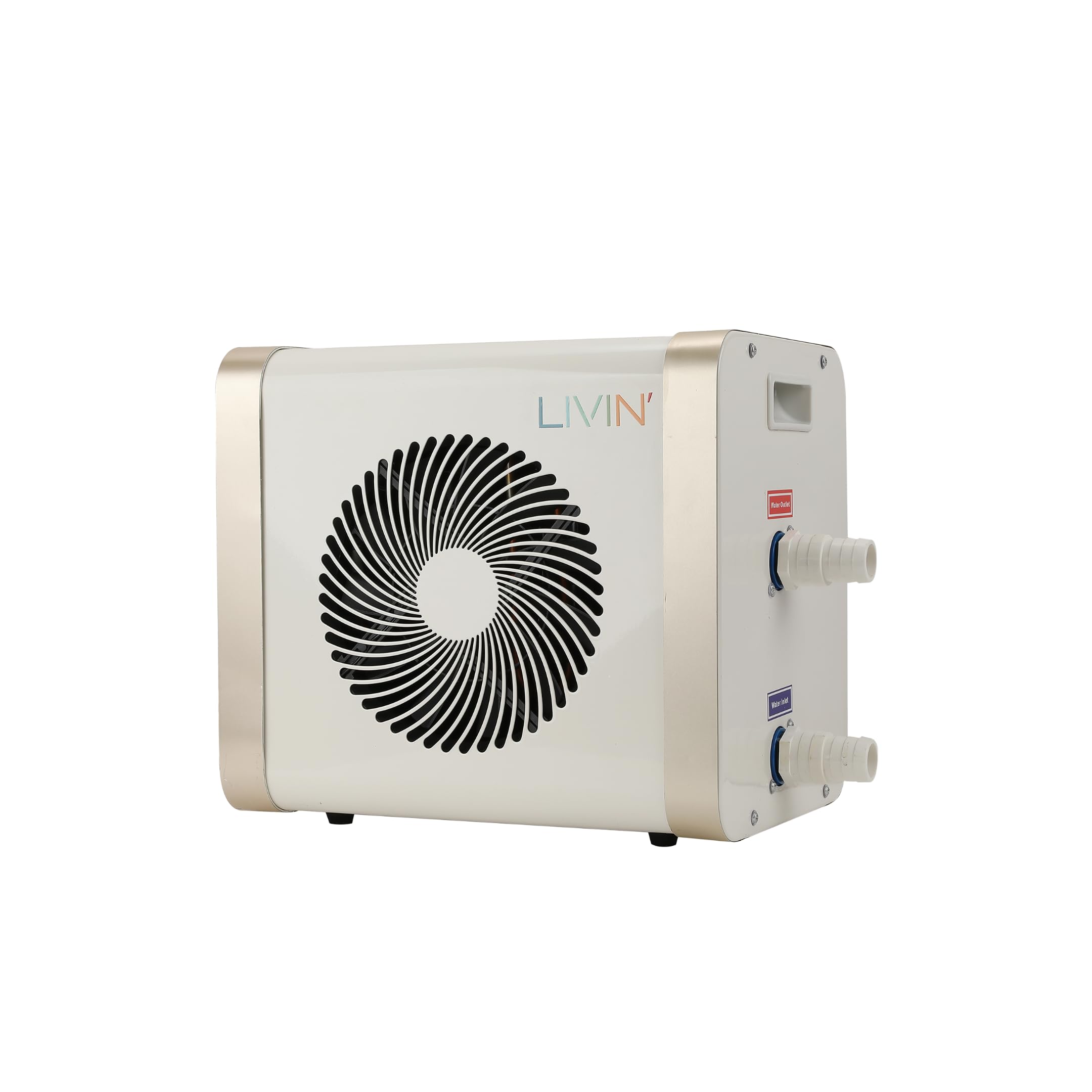 LIVIN' Minibomba de calor para piscina de 5 kW, accesorios para piscina con 32/38 mm de diámetro, para calentar piscinas grandes con 20.000 L de capacidad, indicador LED, corriente de 230 V,