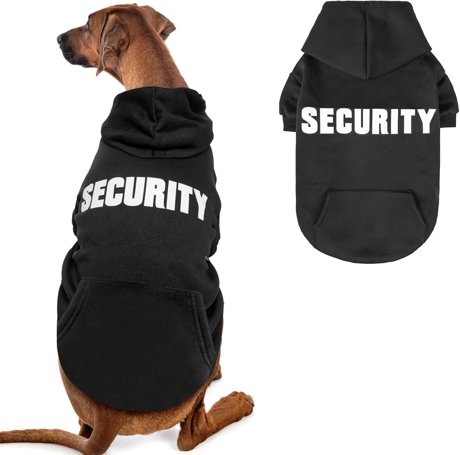 EXPAWLORER Dog Hoodies - Soft and Warm Dog Sweatshirt with Leash Hole, Fall-Fun Fleece Halloween Pet Clothes for Puppy, Cat, Small-Medium-Large Dogs (X-Large, Security)