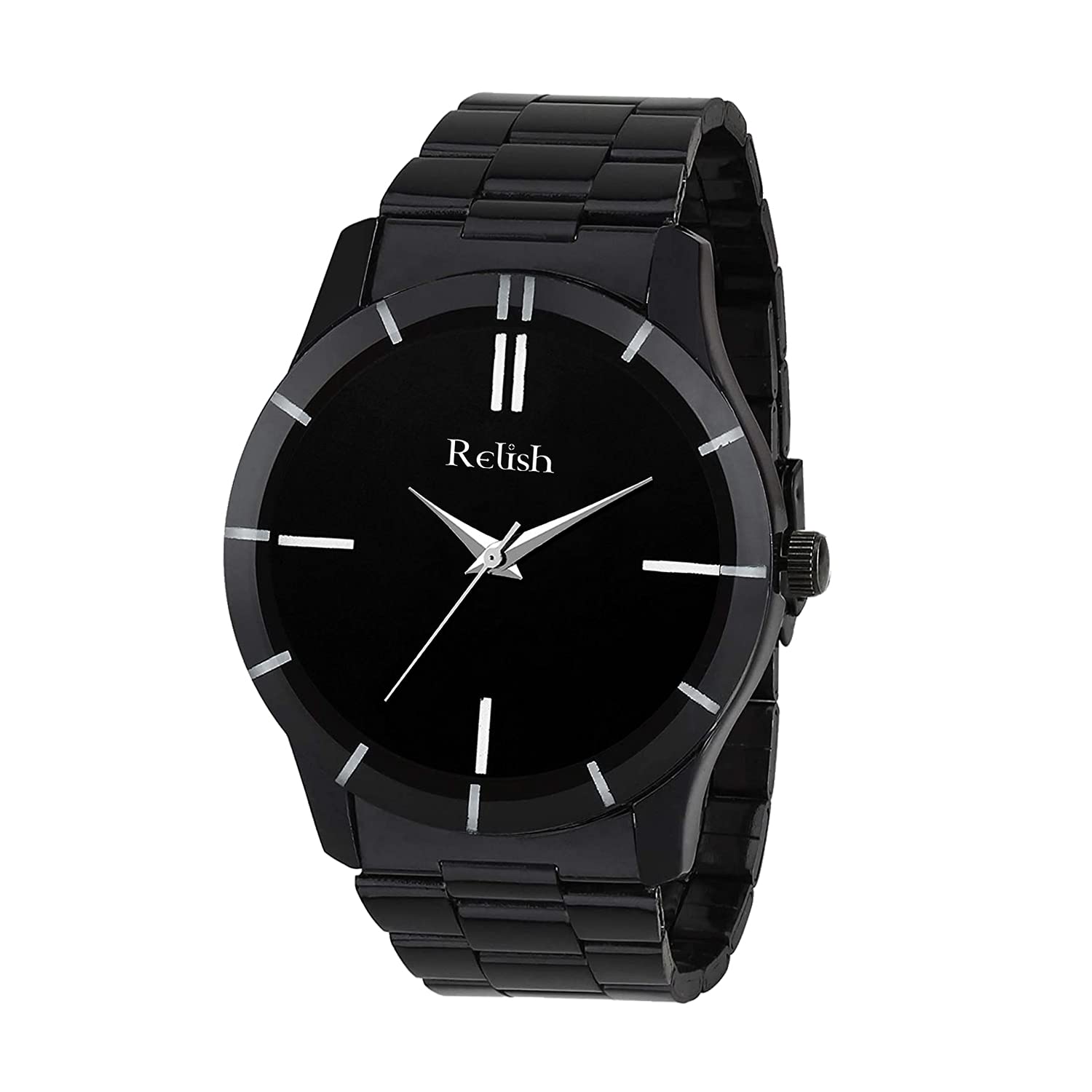 Relish Mens Analog Stainless Steel Case Black Strap Analog Display Quartz Watch Dark Series (Black) (B0966SL8ZZ) Amazon Price History, Amazon Price Tracker